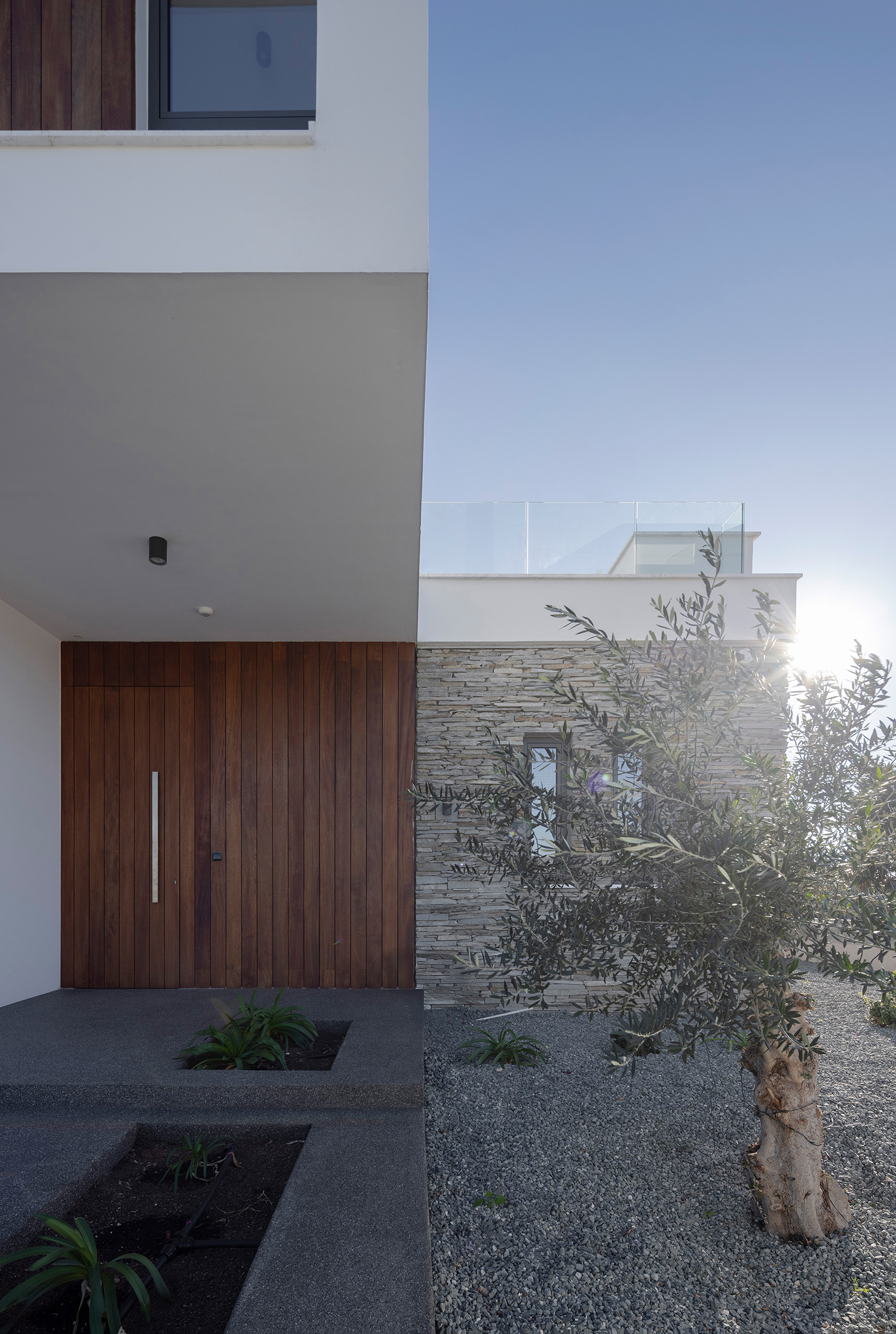 Main entrance with a concealed door.