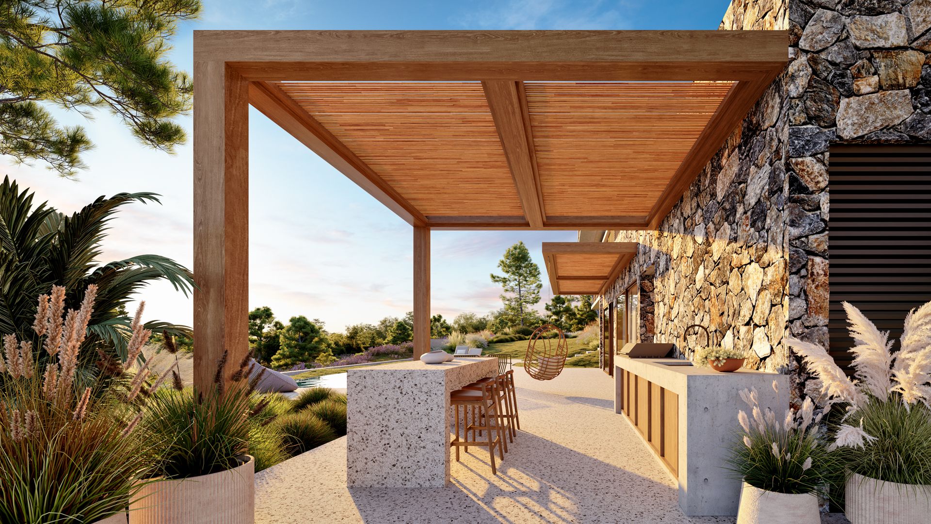Panoramic View - Exterior Pergola